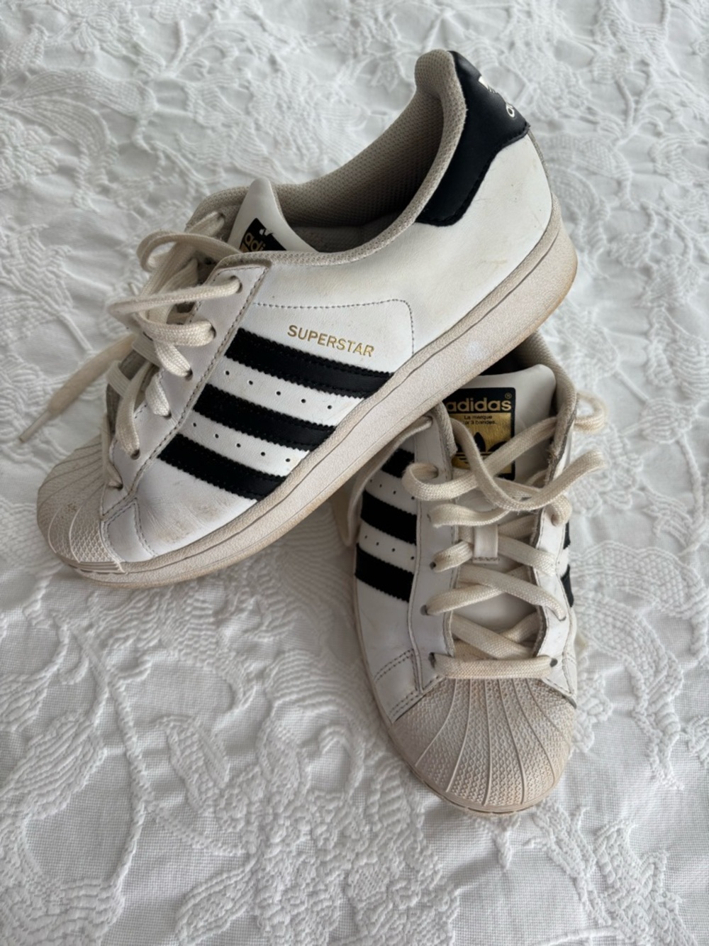 adidas White and Black Superstar Casual Sneakers
